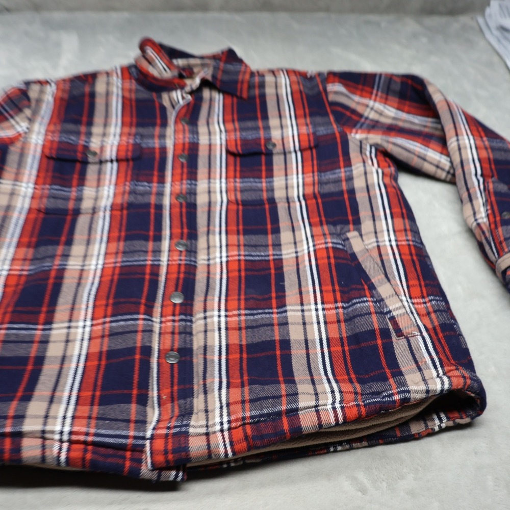 Ridgecut Shirt Jacket Mens Large Red Plaid Flannel Insulated Fleece Lined Rugged
